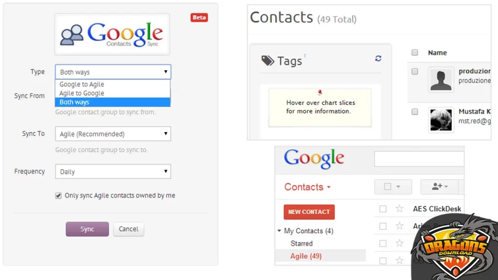 استرداد جهات الاتصال من جوجل Google Contacts Sync