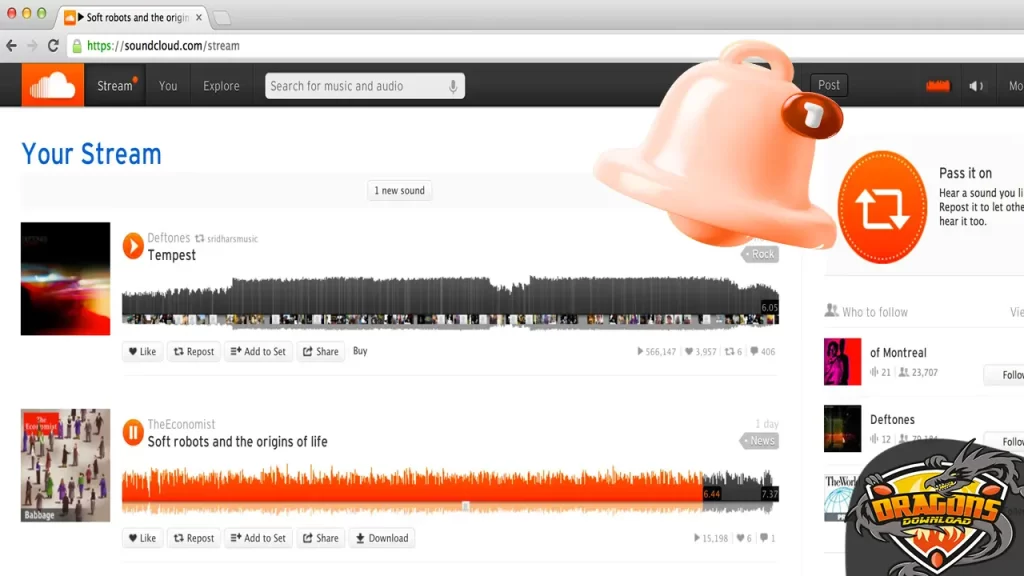 ضبط إشعارات SoundCloud من الويب