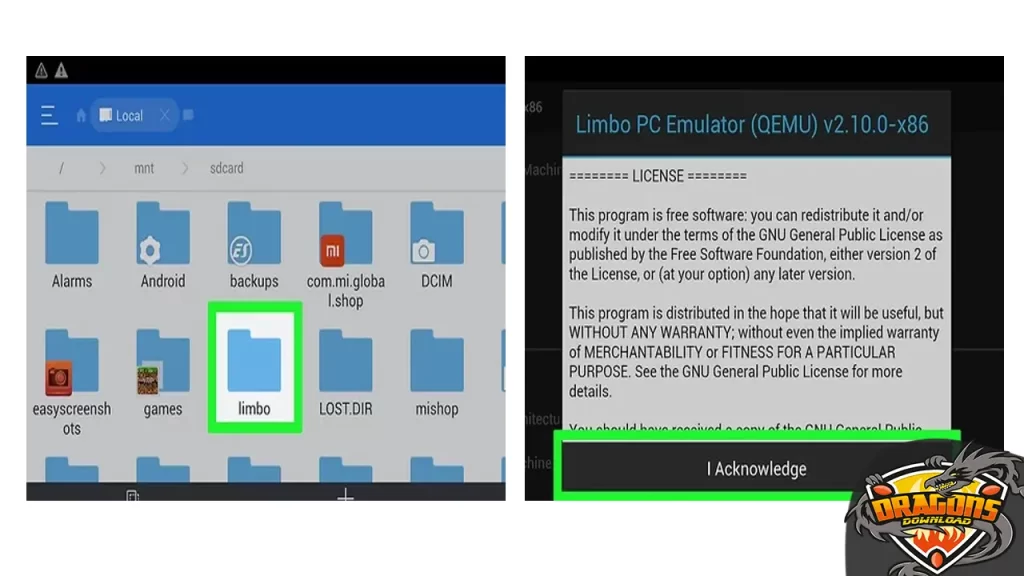 إعداد تطبيق ليمبو لتثبيت Windows على الاندرويد