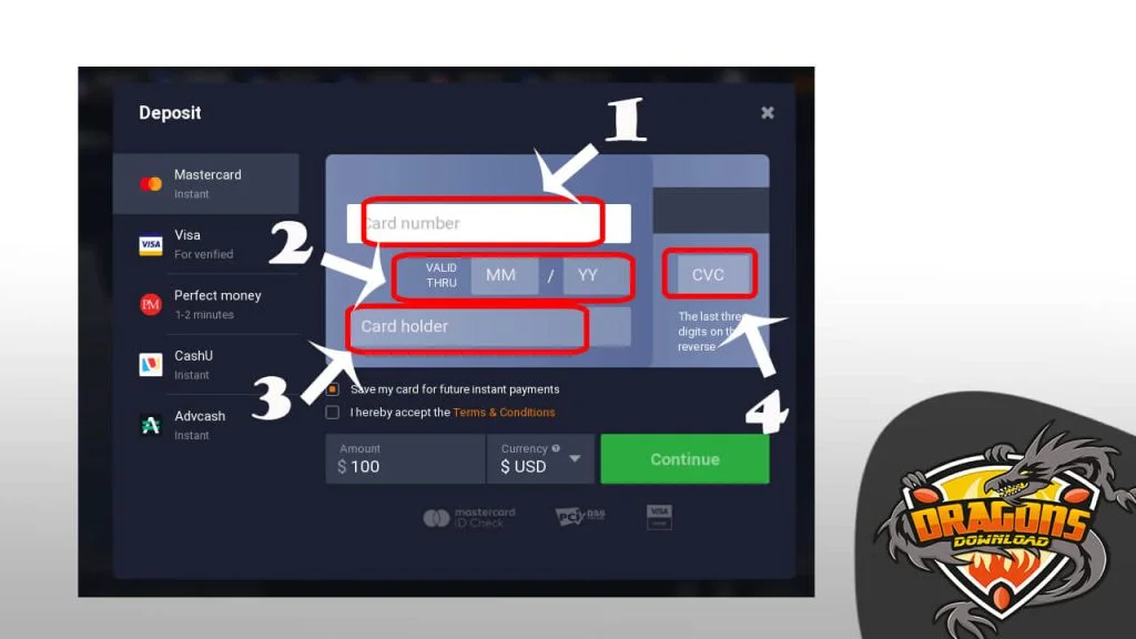 كيفية الايداع في iq option 3