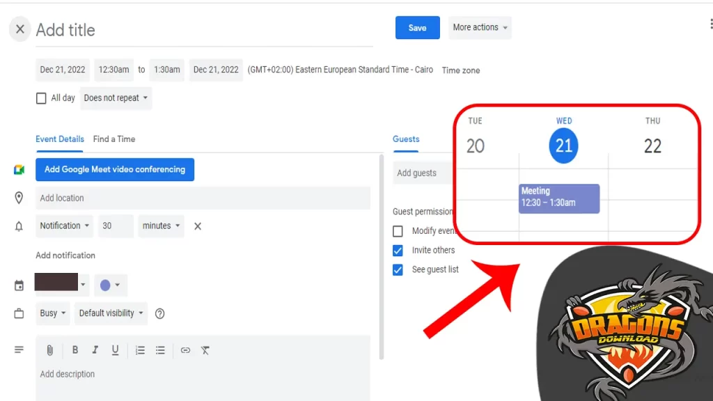 كيفية تحديد موعد اجتماع على Google Calender