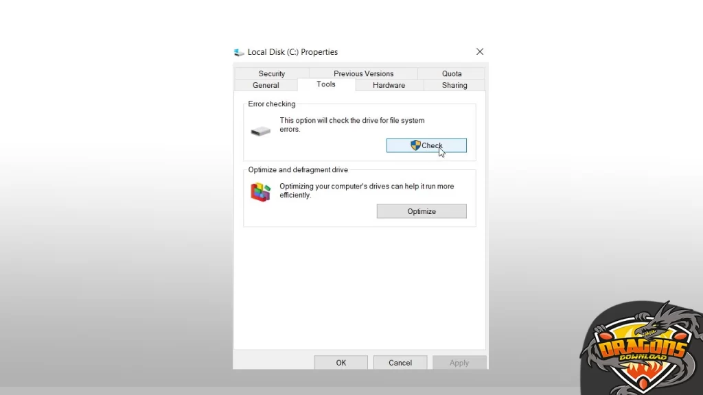 استخدام خاصية Disk Check في الويندوز - حل مشكلة 0xc00007b