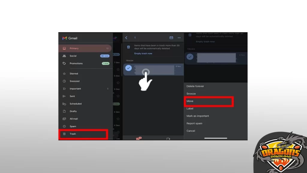 استعادة الرسائل المحذوفة من على الجيميل للأيفون