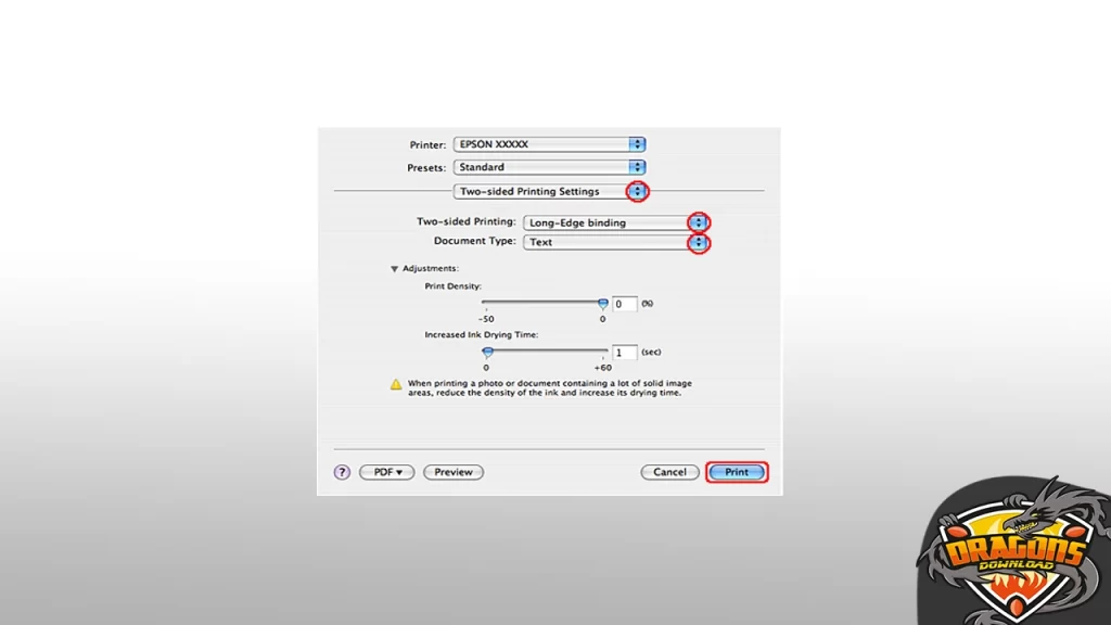 الطباعة على الوجهين في نظام التشغيل Mac OS X 10.5 أو 10.6 أو 10.4