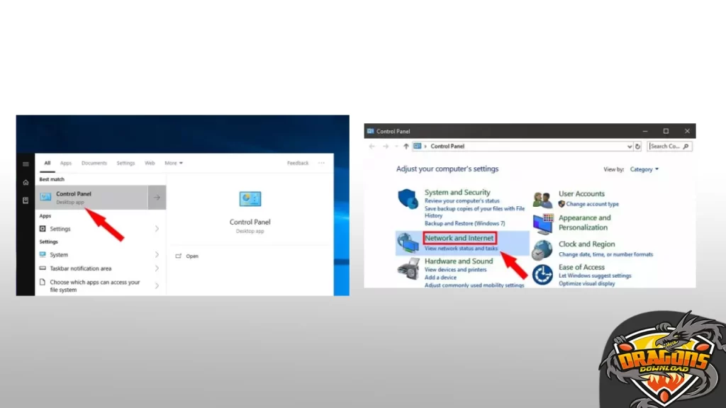 تمكين مشاركة الشبكة على الجهازين