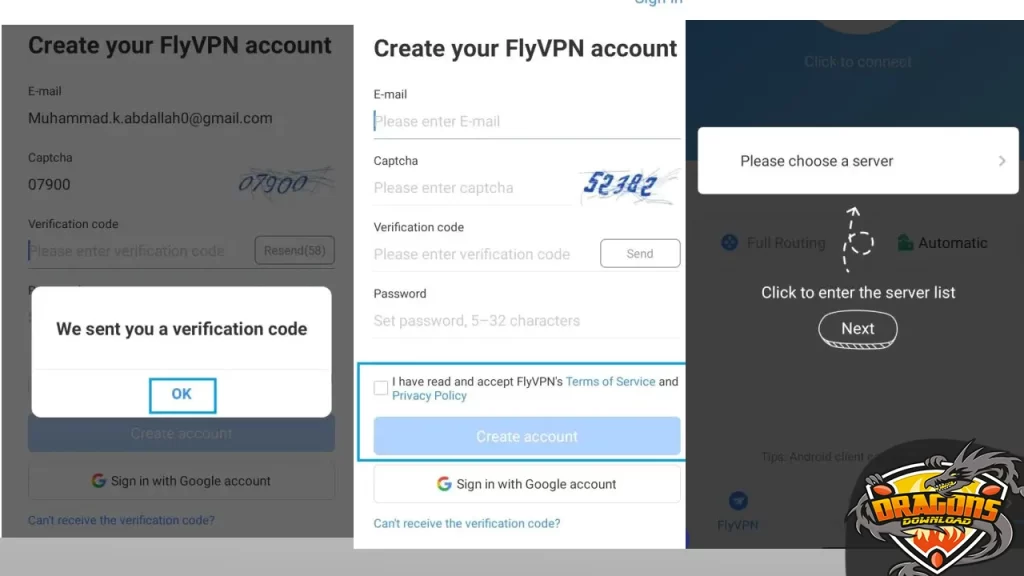 خطوات استخدام برنامج FlyVPN APK1