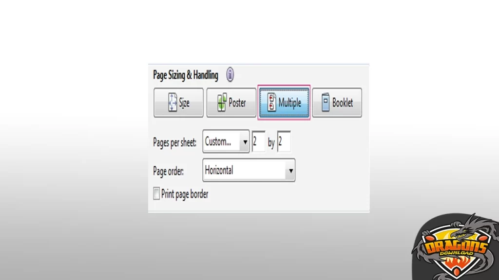 طباعة عدة صفحات على ورقة PDF