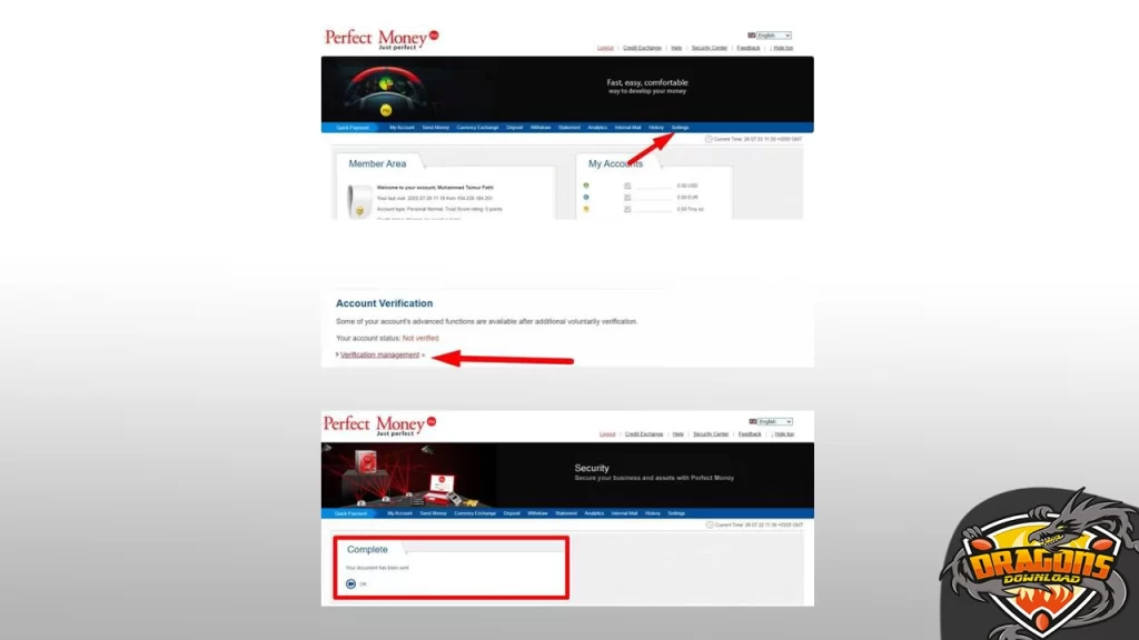 طريقة تفعيل الحساب على موقع بيرفيكت موني