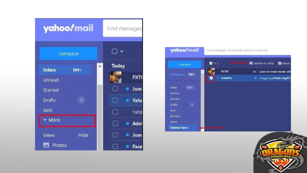 كيفية استعادة رسائل الايميل المحذوفة من الياهو