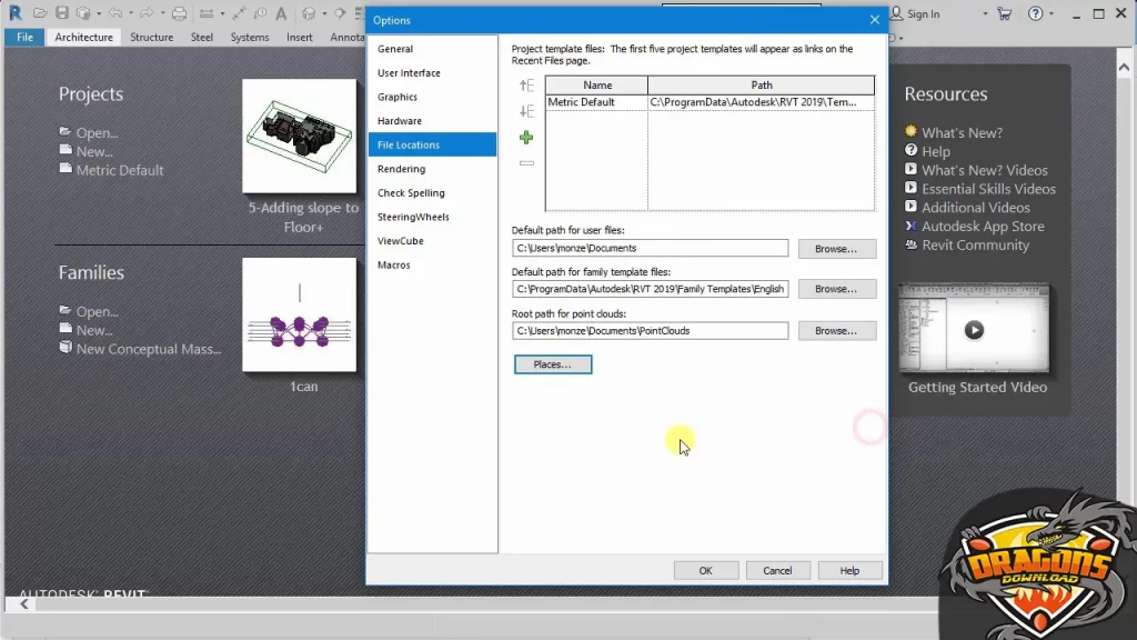 متطلبات تنزيل الريفيت المعماري