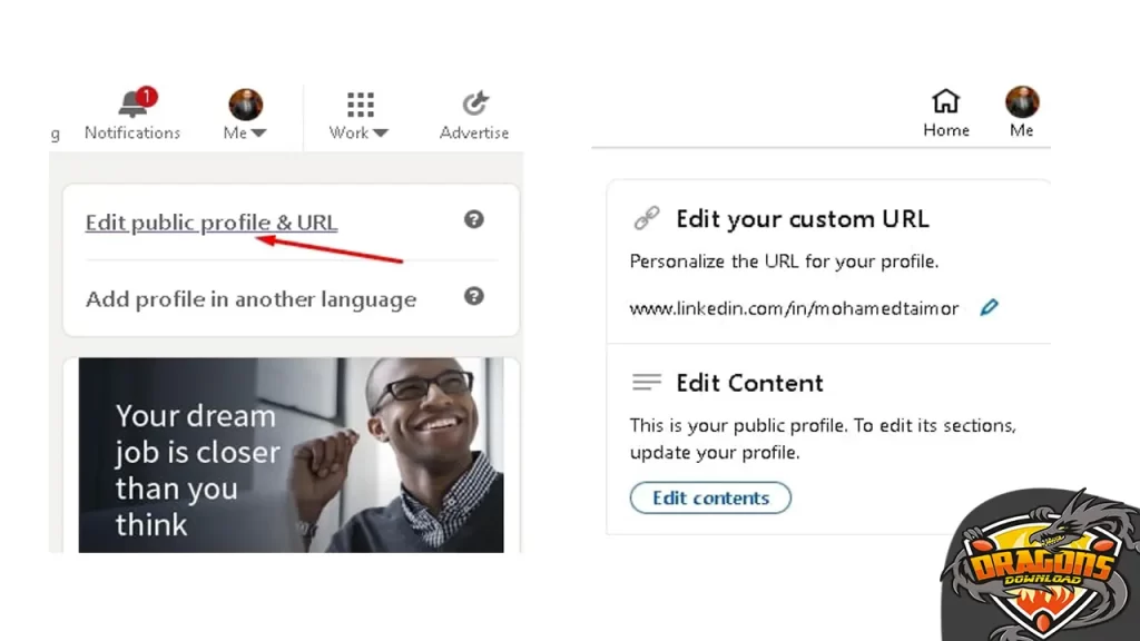 خطوات تغيير رابط لينكد ان للكمبيوتر