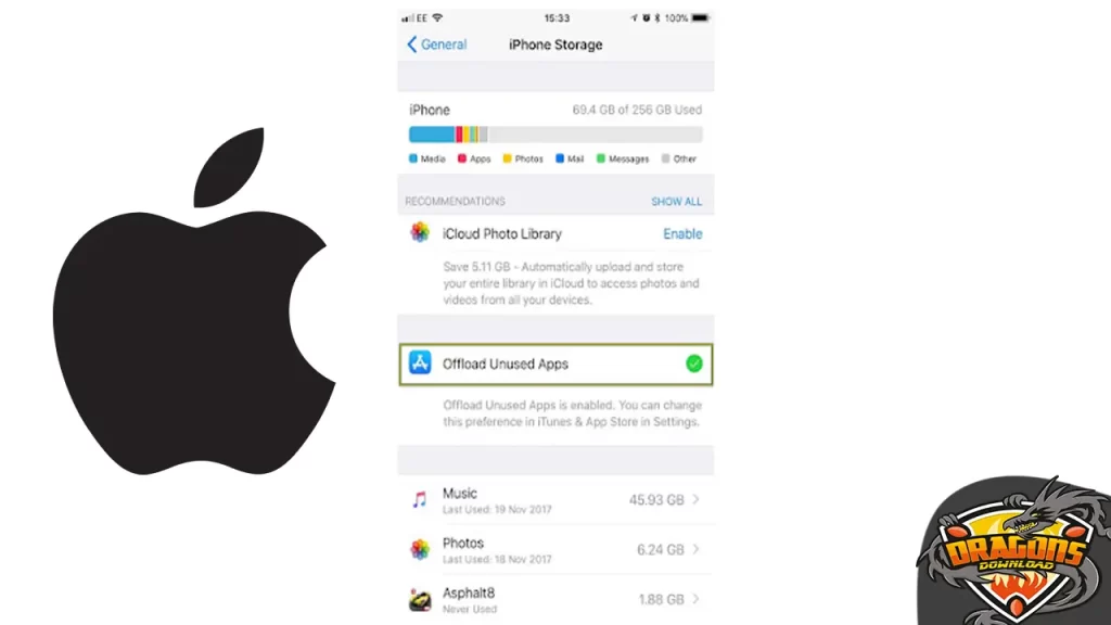 تفعيل Offloading Unused Apps لتفريغ مساحة التخزين في الايفون