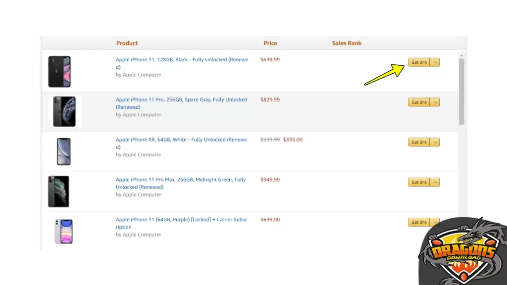 الحصول على روابط منتجات أمازون