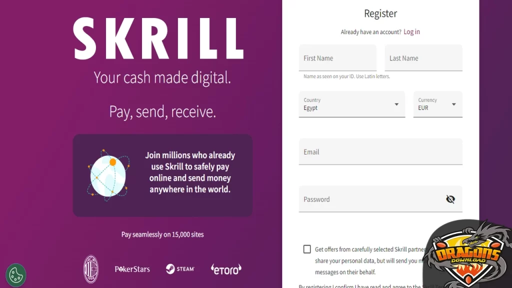 خطوات فتح حساب سكريل