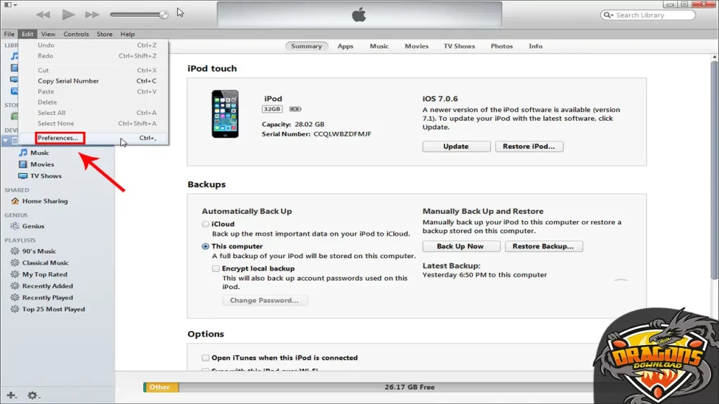 عمل نسخة احتياطية للآيفون على الكمبيوتر iTunes
