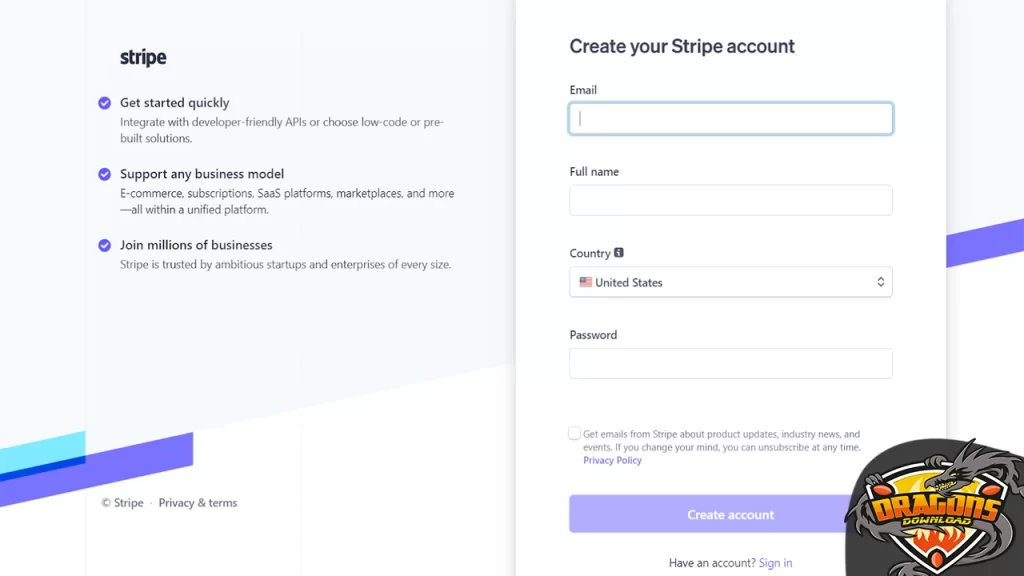 الطريقة الرسمية لفتح حساب سترايب