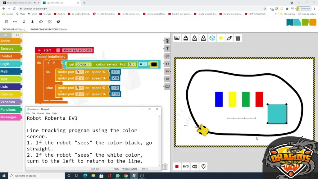 اللغة البرمجية التي يستخدمها برنامج اوبن روبرتا لاب