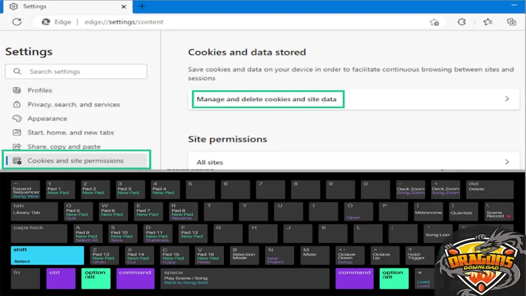 أسهل طريقة لحذف ملفات الكوكيز من متصفح إيدج من لوحة المفاتيح
