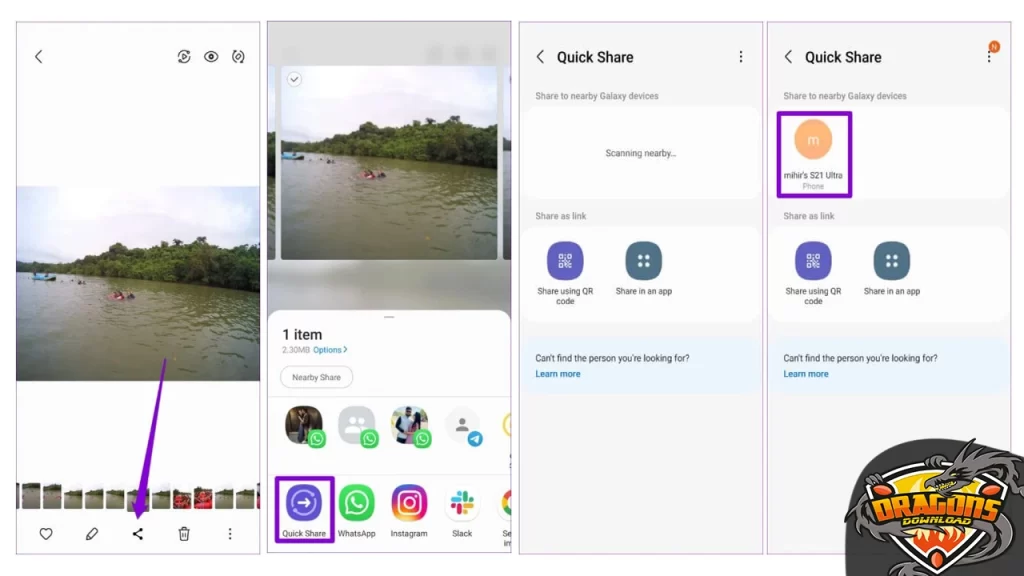 خطوات إرسال الملفات من خلال Quick Share