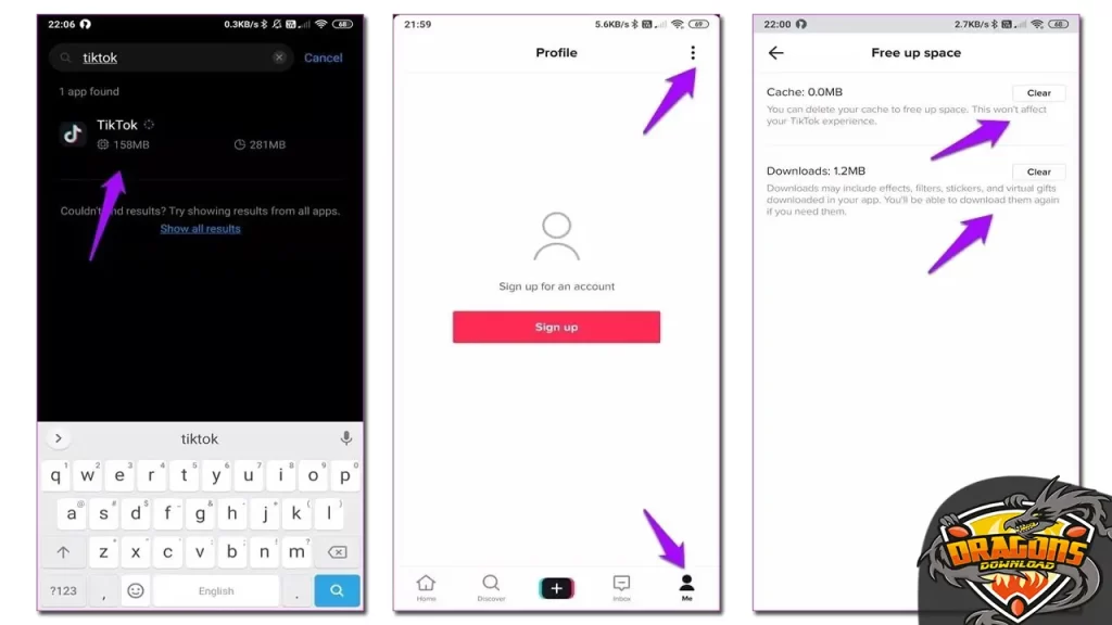 خطوات مسح ملفات تيك توك المؤقتة لتفريغ المساحة