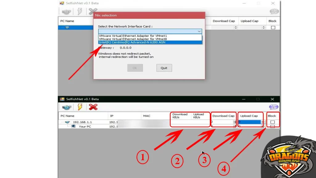 تحديد سرعة النت للأجهزة المتصلة بالراوتر عن طريق selfishnet