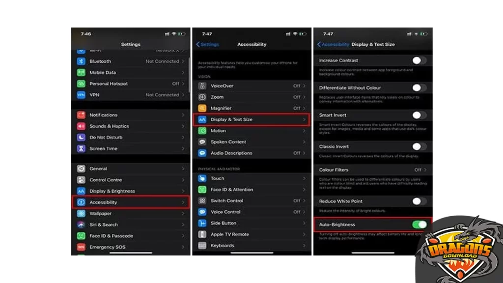 طريقة إيقاف تشغيل السطوع التلقائي auto-brightness في الآيفون