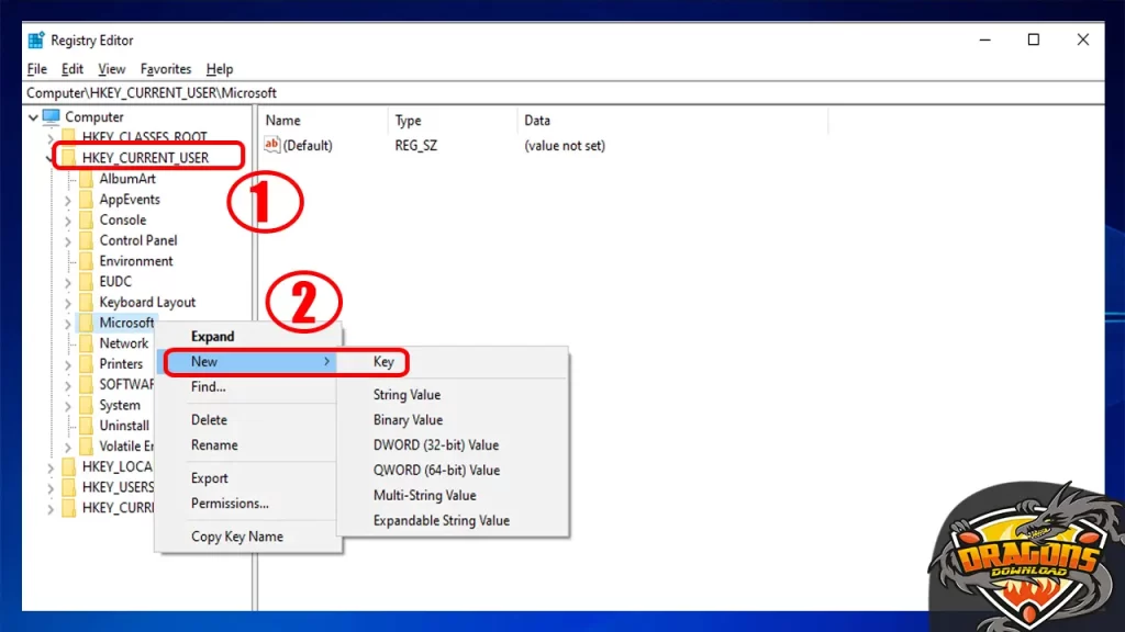 HKEY_CURRENT_USER لتعطيل ملف الـ Thumbs
