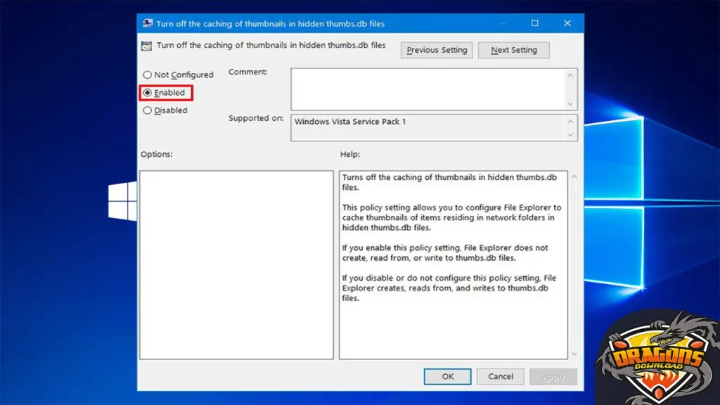 إيقاف التخزين المؤقت للصور المصغرة داخل ملفات thumbs.db