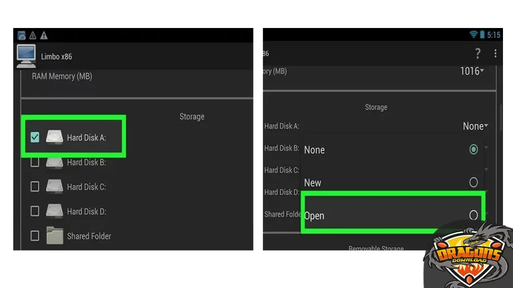 تحديد الهارد ديسك لتثبيت الويندوز على الاندرويد