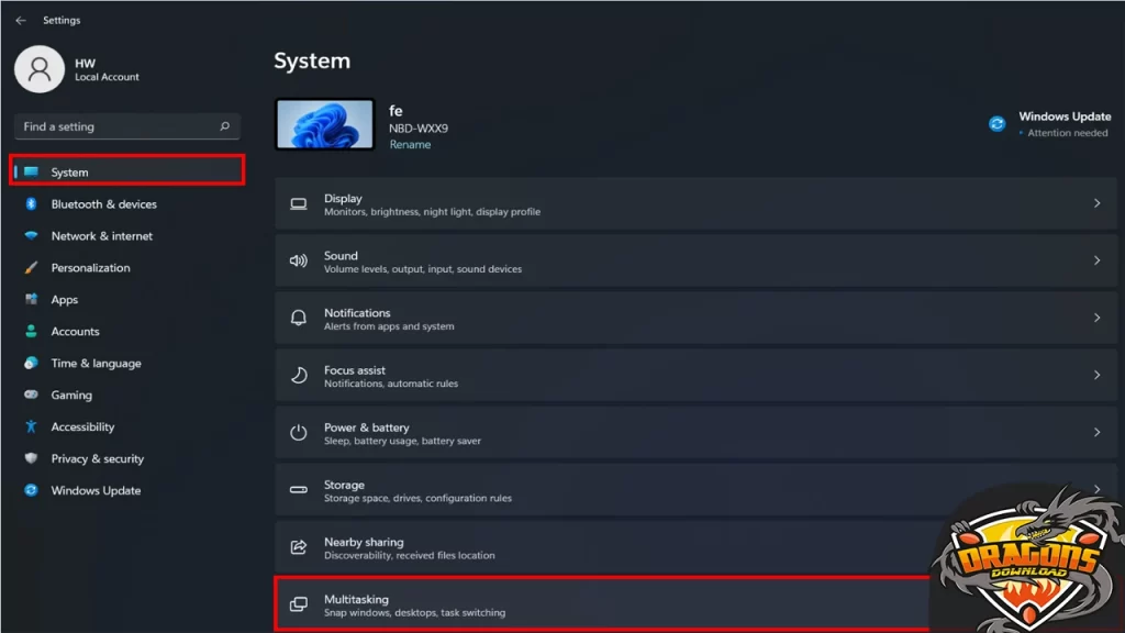 تقسيم شاشة الويندوز عن طريق النظام