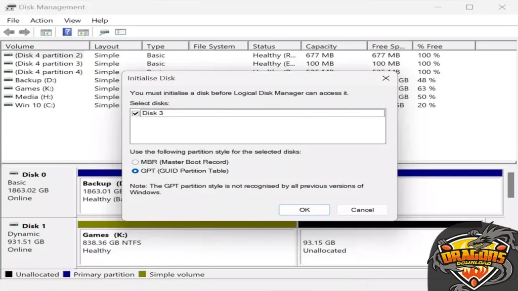 تهيئة الهارد ديسك الجديد