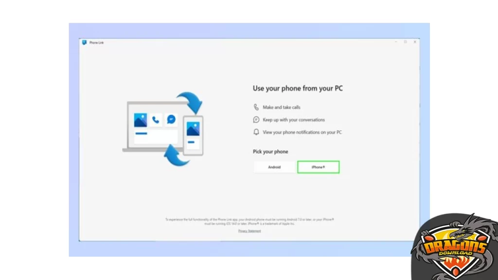 مزامنة الايفون على ويندوز 11 بأداة Microsoft Phone Link